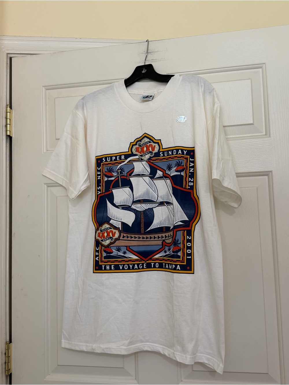Vintage Deadstock 2001 Super Bowl XXXV Tampa Florida T-Shirt Size Large NFL Y2K